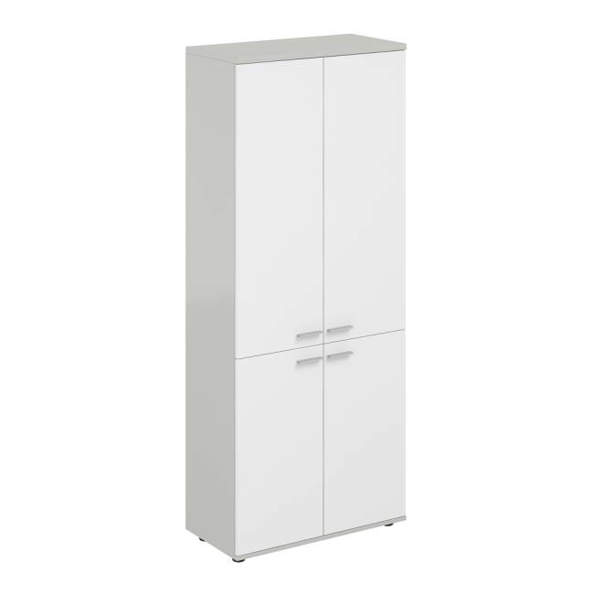 SG.801.SH.WH.WH / Шкаф высокий 800х400х1955, 4-х дв, з.ст HDF / корпус: серый бархат; фасады: белый