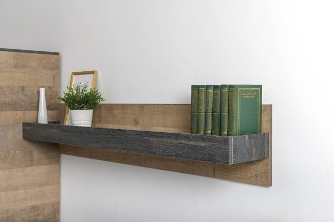 Три пенала-витрины в стиле лофт с подсветкой и тумба под ТВ Трувор цвет дуб гранж песочный/интра