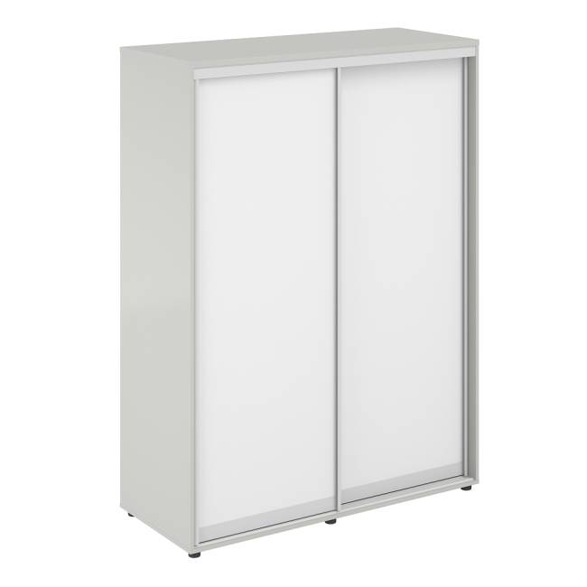 SG.718.SH.WH / Шкаф купе 1438х600х1953  высокий, з.ст. ХДФ, полки / корпус цвет: серый бархат, двери цвет: белый