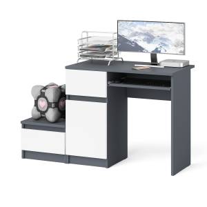 Стол компьютерный Мори МС-1 левый с тумбой цвет графит/белый