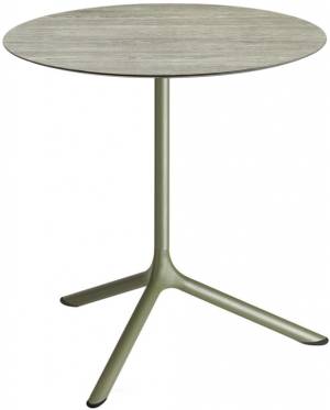 Стол ламинированный обеденный Tripe Maxi оливковый, состаренный серый дуб Ø800х740 мм