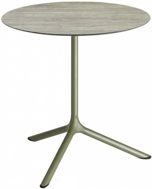 Стол ламинированный обеденный Tripe Maxi оливковый, состаренный серый дуб Ø800х740 мм