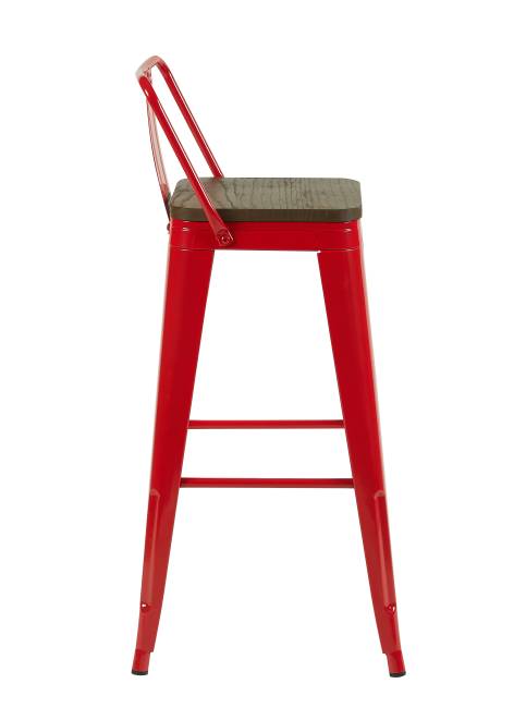 Стул барный TOLIX со спинкой красный глянцевый + темное дерево KD 4 шт.