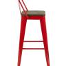 Стул барный TOLIX со спинкой красный глянцевый + темное дерево KD 4 шт.
