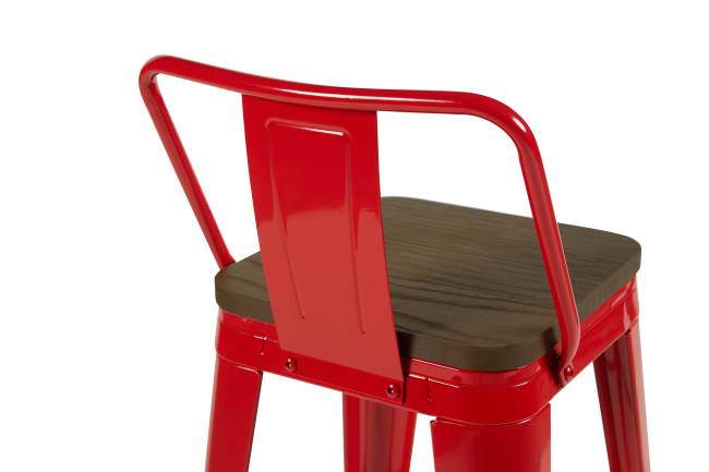 Стул барный TOLIX со спинкой красный глянцевый + темное дерево KD 4 шт.