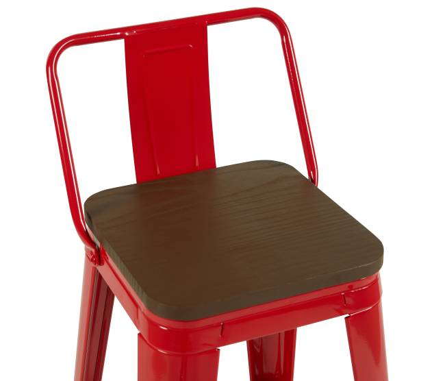 Стул барный TOLIX со спинкой красный глянцевый + темное дерево KD 4 шт.