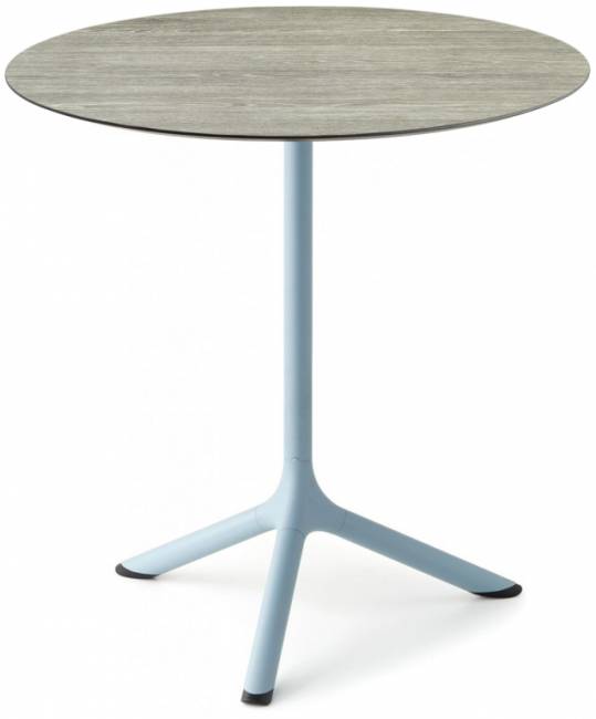 Стол ламинированный обеденный складной Tripe Folding голубой, состаренный серый дуб Ø700х740 мм