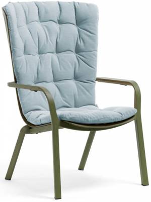 Лаунж-кресло пластиковое с подушкой Folio агава, голубой 720х810-925х1130-1065 мм