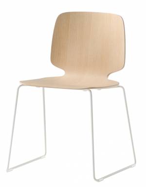 Стул деревянный на полозьях Babila белый, беленый ясень 540х520х800 мм