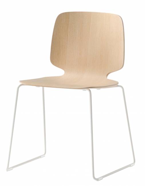 Стул деревянный на полозьях Babila белый, беленый ясень 540х520х800 мм