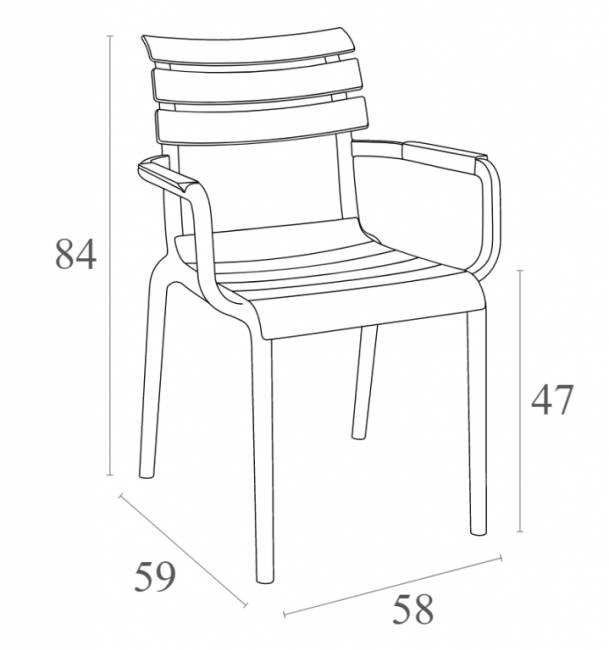 Кресло пластиковое Paris белый 580х590х840 мм