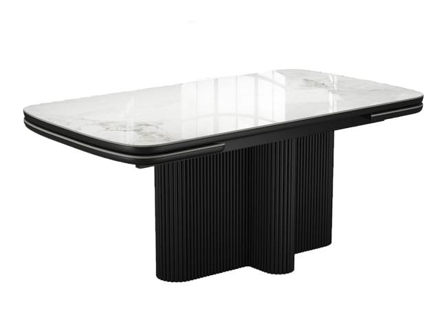 Стол DikLine SKO140 Керамика Пандора Серый глянец YB8020122BG/подстолье черное/опоры черные (2 уп.)