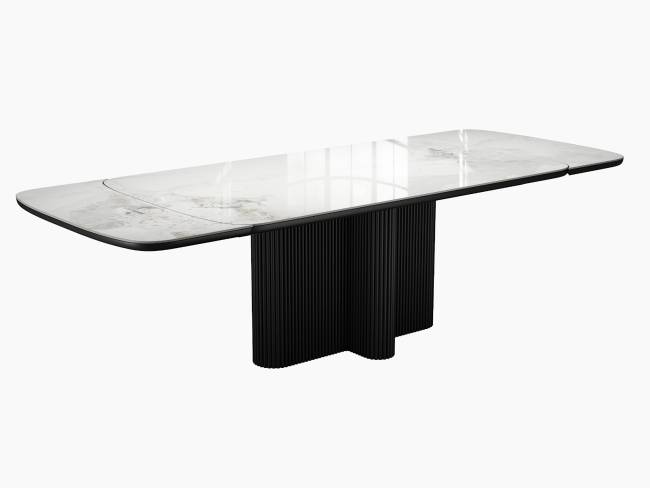 Стол DikLine SKO140 Керамика Пандора Серый глянец YB8020122BG/подстолье черное/опоры черные (2 уп.)