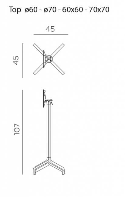 Подстолье металлическое барное складное Frasca High Folding Special тортора 450х450х1070 мм
