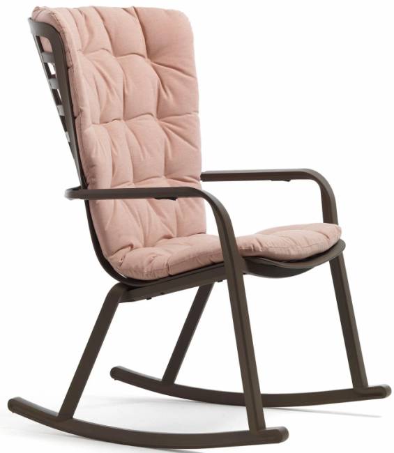 Кресло-качалка пластиковое с подушкой Folio табак, розовый 720х810-925х1190-1125 мм