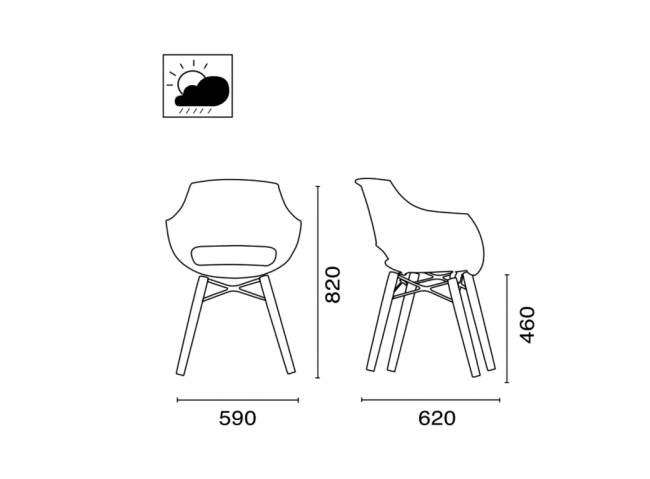 Кресло прозрачное Opal Wox Iroko натуральный, зеленый 590х620х820 мм