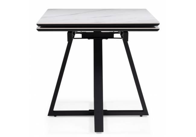 Керамический стол Памелла 140(200)х80х75 белый мрамор snow white / черный