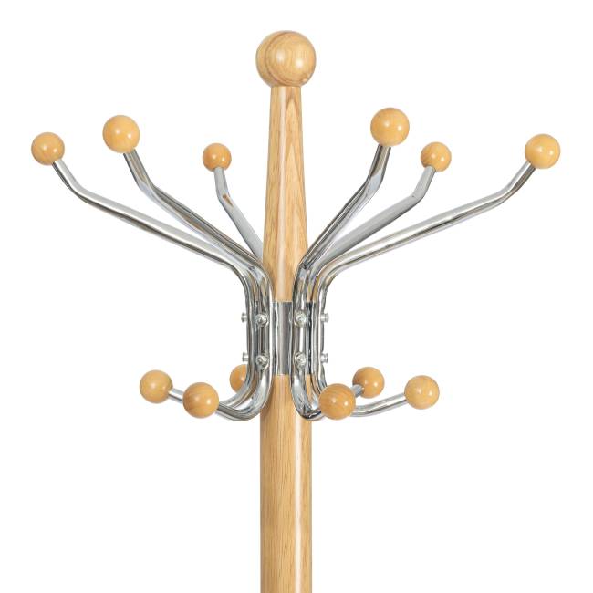 Вешалка Himawari (mod. GH-8014) дерево/хром/мрамор, White (Белый) / Natural (натуральный), 37x37x175см White (Белый) / Natural (натуральный) дерево/хром/мрамор