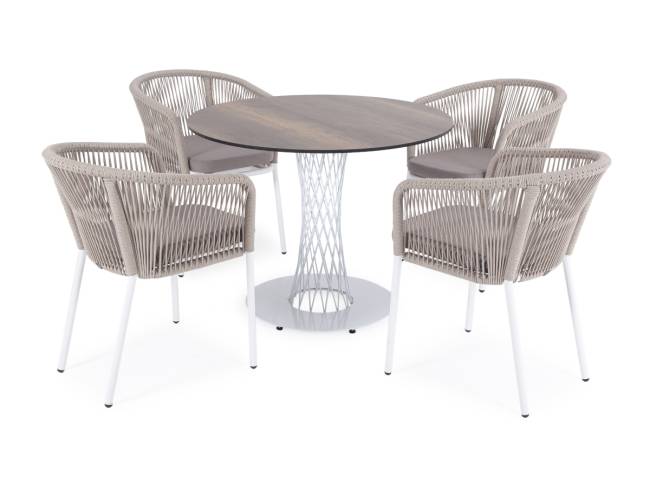 "Диего" обеденная группа на 4 персоны, круглый стол "дуб", цвет бежевый "Диего" обеденная группа на 4 персоны, круглый стол "дуб", цвет бежевый