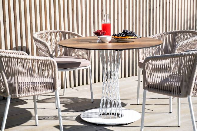 "Диего" обеденная группа на 4 персоны, круглый стол "дуб", цвет бежевый "Диего" обеденная группа на 4 персоны, круглый стол "дуб", цвет бежевый