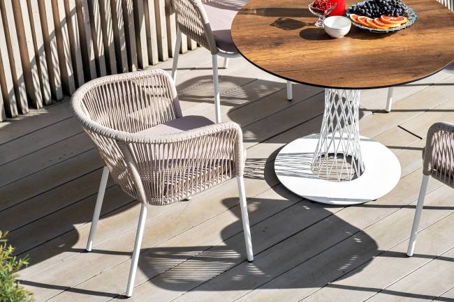 "Диего" обеденная группа на 4 персоны, круглый стол "дуб", цвет бежевый "Диего" обеденная группа на 4 персоны, круглый стол "дуб", цвет бежевый