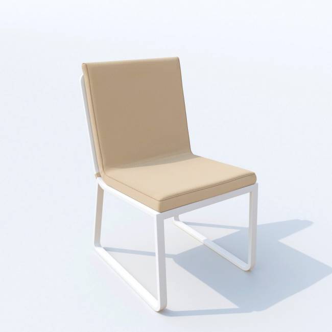 Обеденная группа DIVA GIRA  каркас белый / стол стекло диа 110 / ткань бежевая