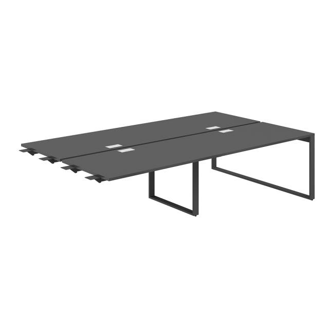 AG.191.AR.L.72.AN / Рабочая станция комбо s-b-s 2400х600х750 / профиль О-образный: 70х20 антрацит; лючок: серебро; столешница: акация равелло