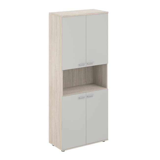 SG.841.OL.SH.SH / Шкаф высокий с нишей 800х400х1955, 4-х дв, з.ст HDF / корпус: дуб светлый; фасады: серый бархат
