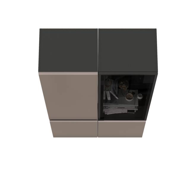 Шкаф со стеклом и шкаф с полками в гостиную Сидней цвет антрацит/МДФ веллюто капучино