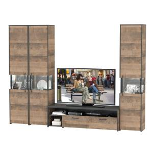 Гостиная Трувор № 32 дизайн гостиной - стиль лофт цвет дуб гранж песочный/интра