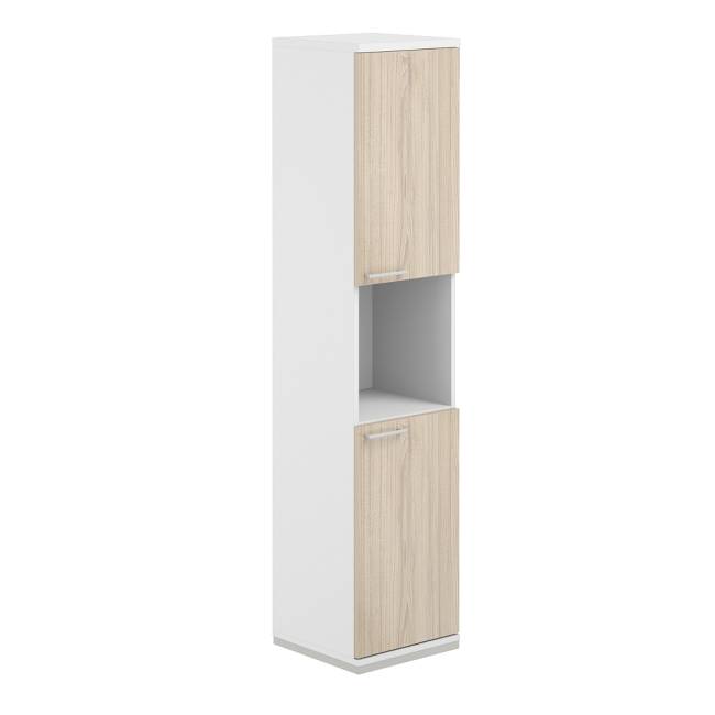 AG.219.WH.WH.AR.WH.R / Шкаф 5 ур. 400х400х1833 с нишей / корпус:белый, топ/дно:белый, фасады:акация равелло