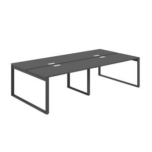 AG.147.AN.L.72.AN  / Рабочая станция 2400х1638х750  / профиль О-образный: 70х20 антрацит; лючок: серебро; столешница: антрацит