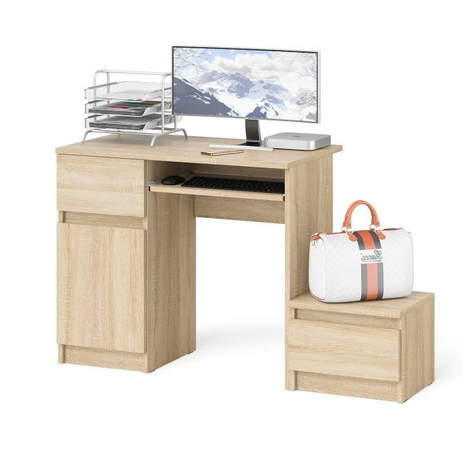 Стол компьютерный Мори МС-1 левый с тумбой цвет дуб сонома