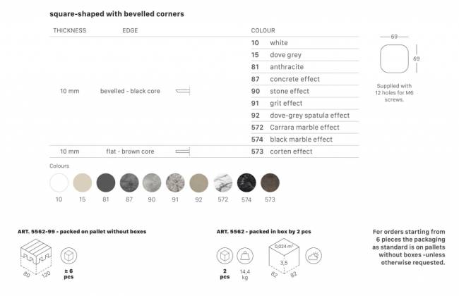 Столешница квадратная со скругленными углами Compact Laminate каменный 700х700х10 мм Столешница квадратная со скругленными углами Compact Laminate каменный 700х700х10 мм