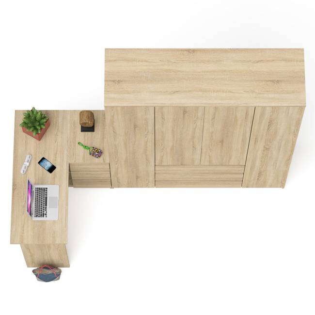 Стол компьютерный угловой с тумбой справа и шкаф 1600 Мори цвет дуб сонома