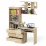 Стол для работы три ящкиа слева Мори с навесной полкой на 900 и стеллаж-комод три ящика цвет дуб сонома