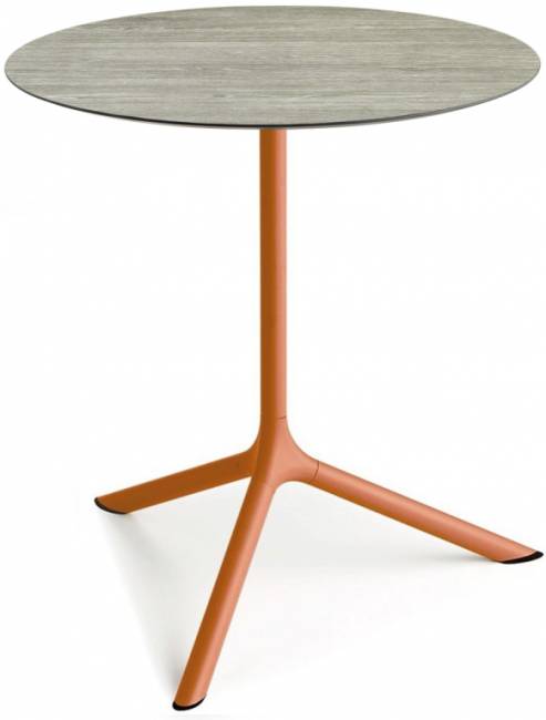 Стол ламинированный обеденный Tripe Maxi терракотовый, состаренный серый дуб Ø800х740 мм Стол ламинированный обеденный Tripe Maxi терракотовый, состаренный серый дуб Ø800х740 мм