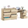 Комод Мори МК1200 8-мь ящиков со столом компьютерным МС-6 правым цвет дуб сонома