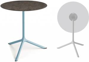 Стол ламинированный обеденный складной Tripe Maxi Folding голубой, кортен Ø800х740 мм