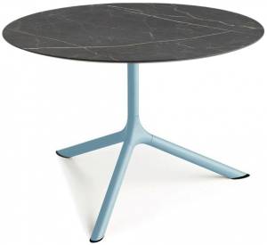 Столик ламинированный кофейный Tripe Maxi голубой, черный мрамор Сахара Ø800х510 мм