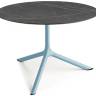 Столик ламинированный кофейный Tripe Maxi голубой, черный мрамор Сахара Ø800х510 мм
