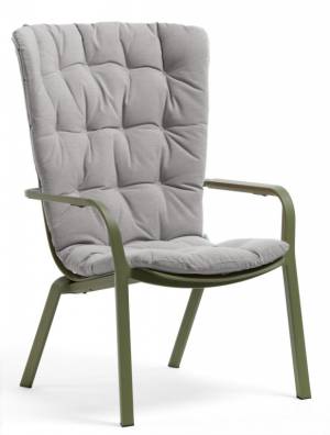 Лаунж-кресло пластиковое с подушкой Folio агава, серый 720х810-925х1130-1065 мм