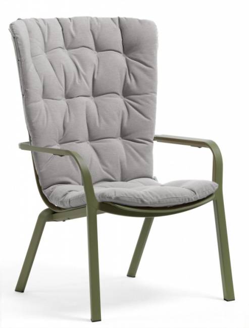 Лаунж-кресло пластиковое с подушкой Folio агава, серый 720х810-925х1130-1065 мм