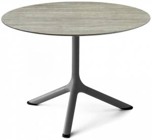 Столик ламинированный кофейный Tripe антрацит, состаренный серый дуб Ø700х510 мм