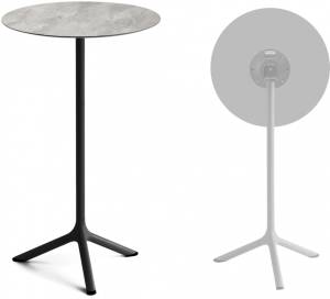 Стол ламинированный барный складной Tripe Folding черный, каменный Ø600х1100 мм