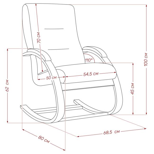 Кресло-качалка Leset Милано Венге текстура V23 молочный шоколад