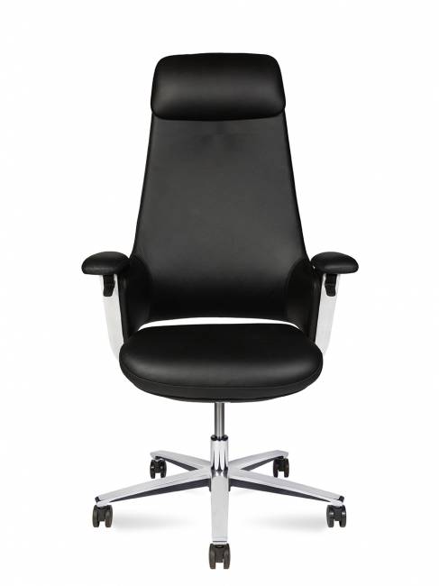 Кресло офисное / York / черная кожа / алюминевая база Кресло офисное / York / черная кожа / алюминевая база