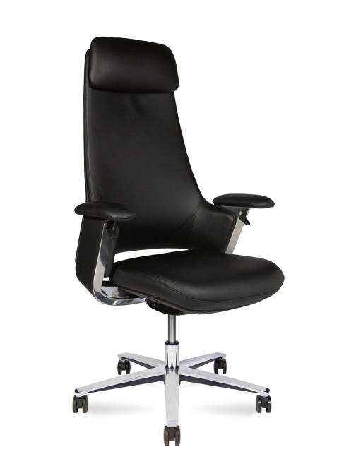 Кресло офисное / York / черная кожа / алюминевая база Кресло офисное / York / черная кожа / алюминевая база