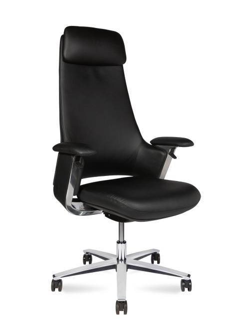 Кресло офисное / York / черная кожа / алюминевая база Кресло офисное / York / черная кожа / алюминевая база