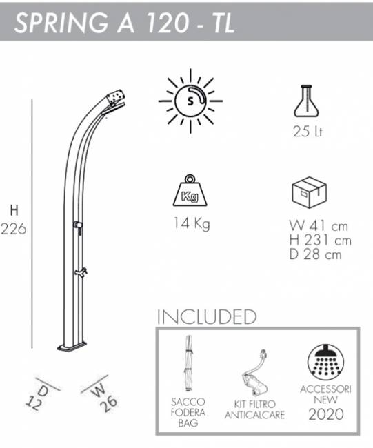 Душ солнечный Spring A 120 TL 120х260х2260 мм